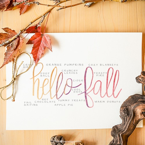 Hello Fall Watercolor Printable