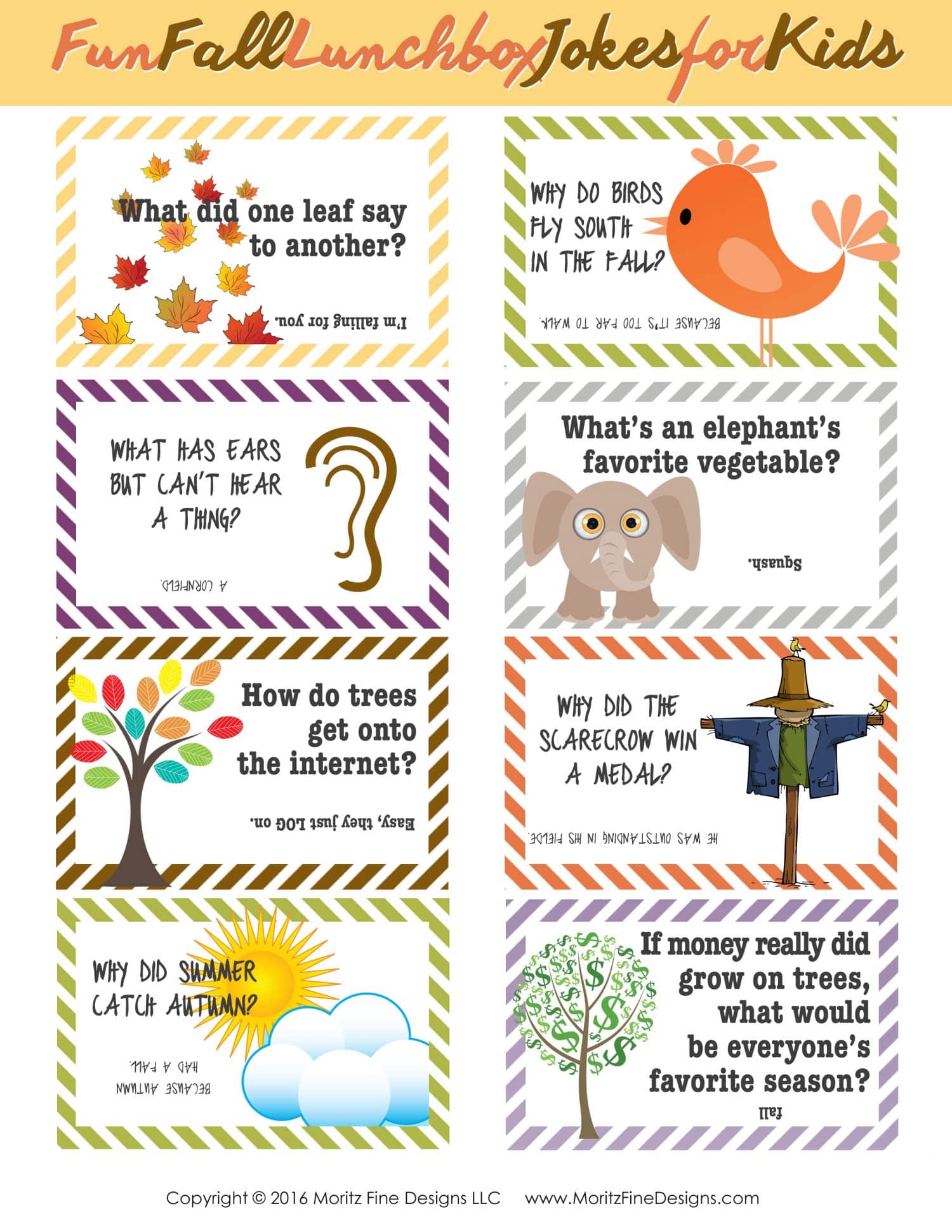Fall Lunch Box Jokes For Kids Free Printable Download