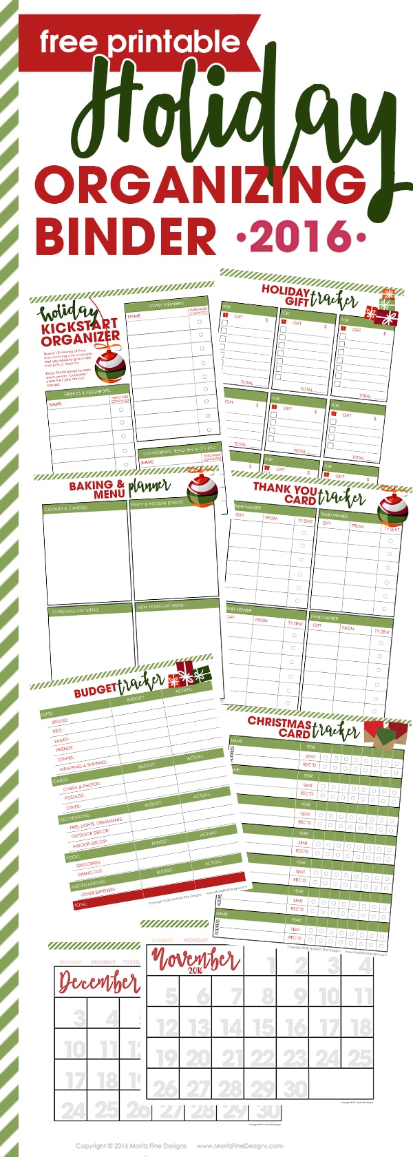 Ready to enjoy a stress-free holiday season? Plan, prepare and execute a fantastic holiday season with the free printable 2016 Holiday Organizing Binder.