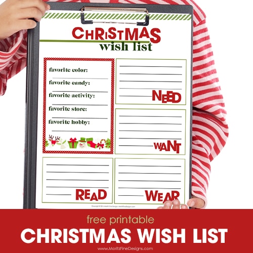 Christmas Wish List Printable