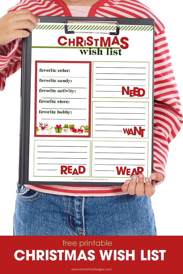 Kids & Adults can create their Christmas Wish List with this free printable. Gather all ideas on one list to share with friends and family.