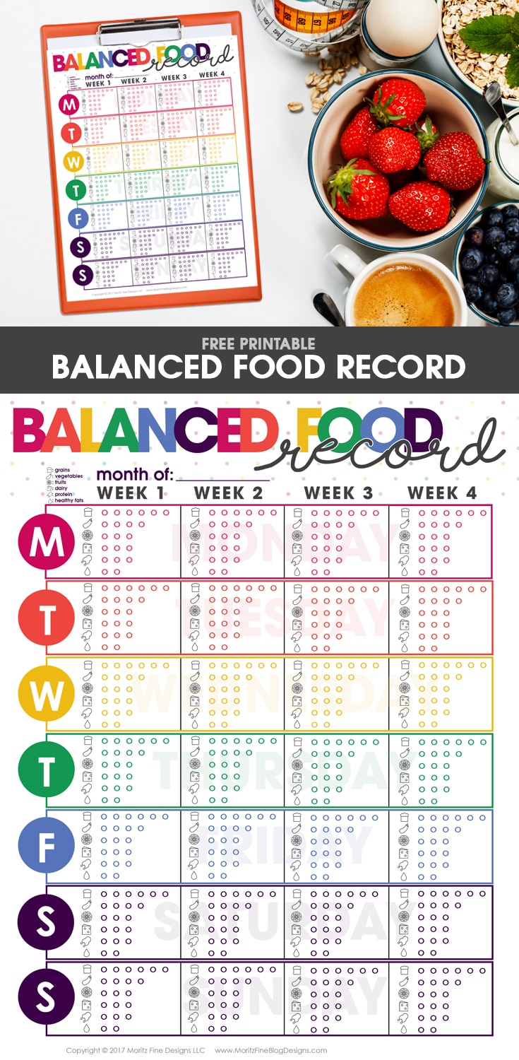 balanced food tracker record | diet tips & ideas | eating well | free printable | dieting tips