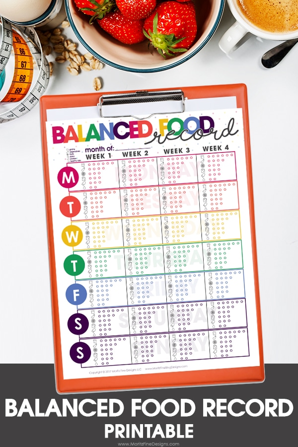 balanced food tracker record | diet tips & ideas | eating well | free printable
