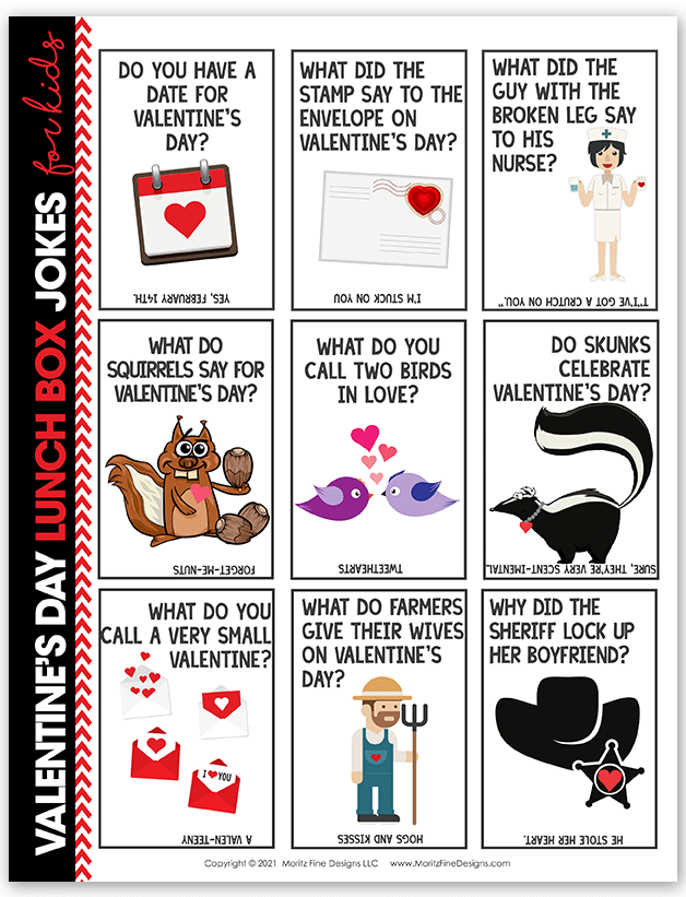 These funny, free printable Valentine's Day Lunchbox Jokes for kids will make your kids LOL each time they open their lunch!