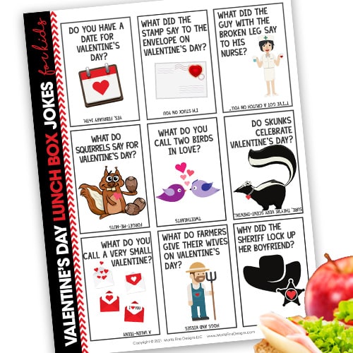 These funny, free printable Valentine's Day Lunchbox Jokes for kids will make your kids LOL each time they open their lunch!