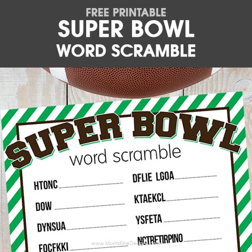 Super Bowl Word Scramble Free Printable