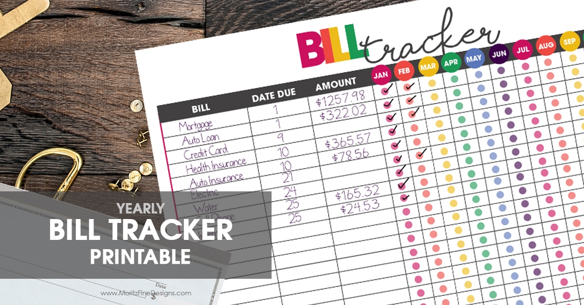 free printable bill tracker | financial organizer | money tracker | get life organized