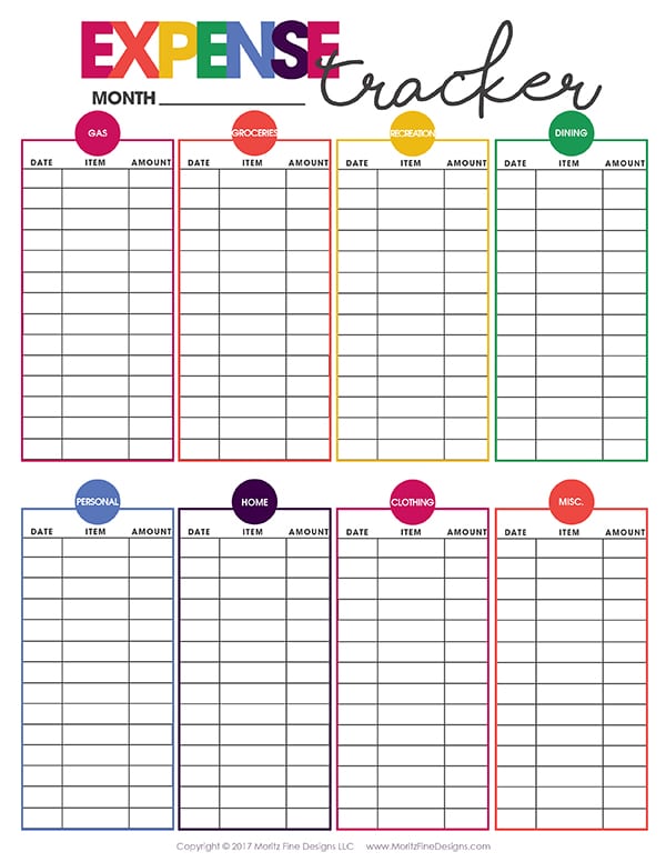 Expense Tracker | Free Printable | Get your budget in order | Monthly Budget Organization