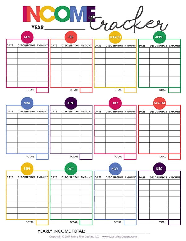 free printable income tracker | financial organizer | money tracker | get life organized