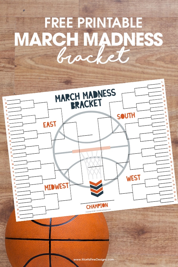 NCAA basketball tournament bracket | March Madness | free printable | free printable tourney bracket