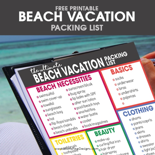 beach vacation packing list | spring break packing list | free printable | what to pack for vacation