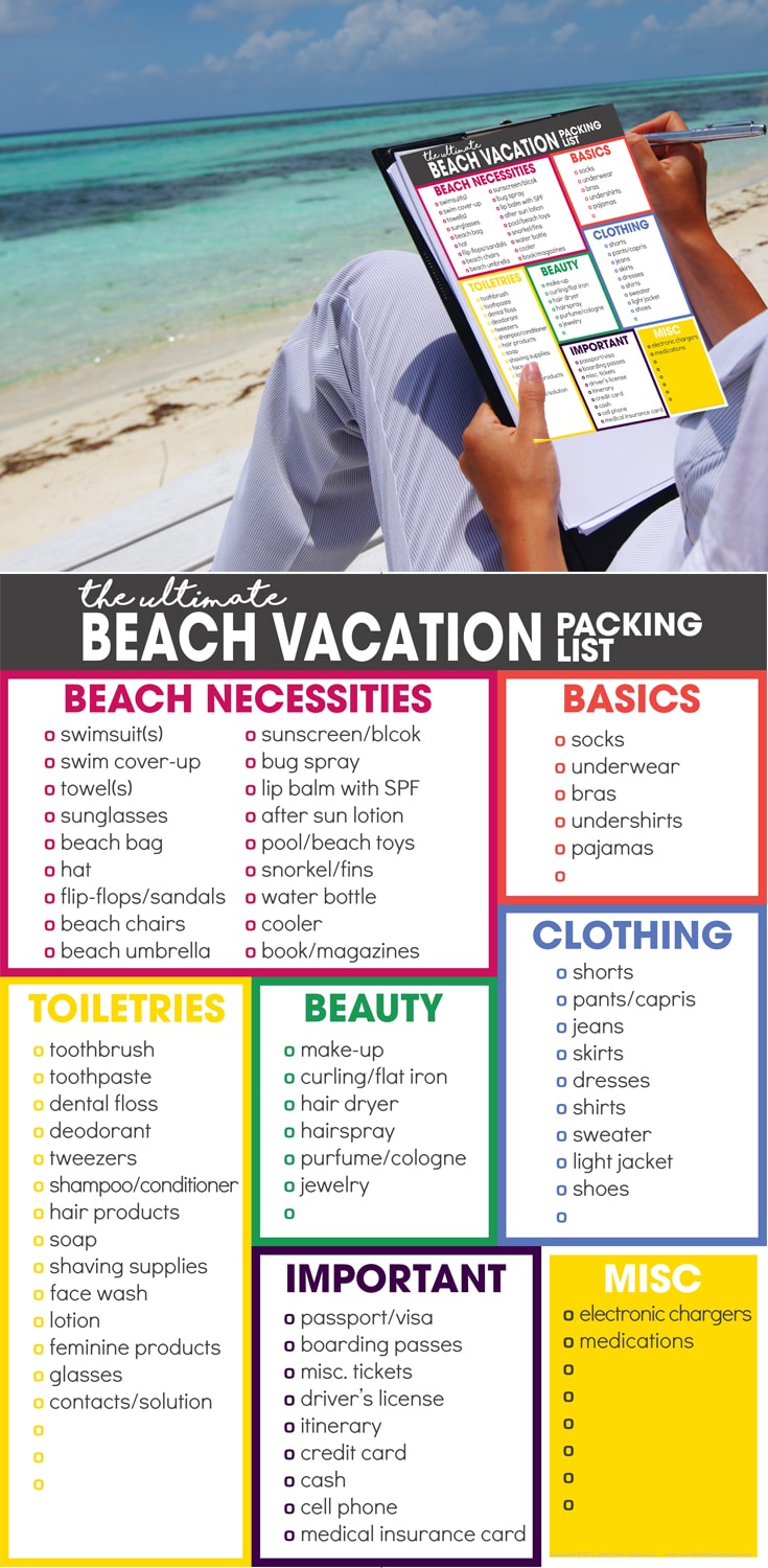 Current image for printable beach packing list Epic image pertaining to printable beach packing list
