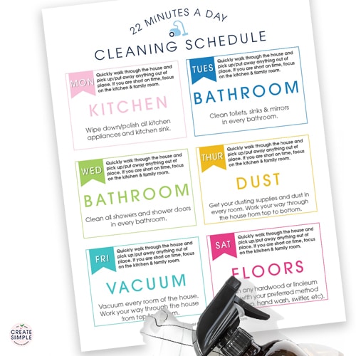 Clean Your House in 22 Minutes A Day | Free Printable