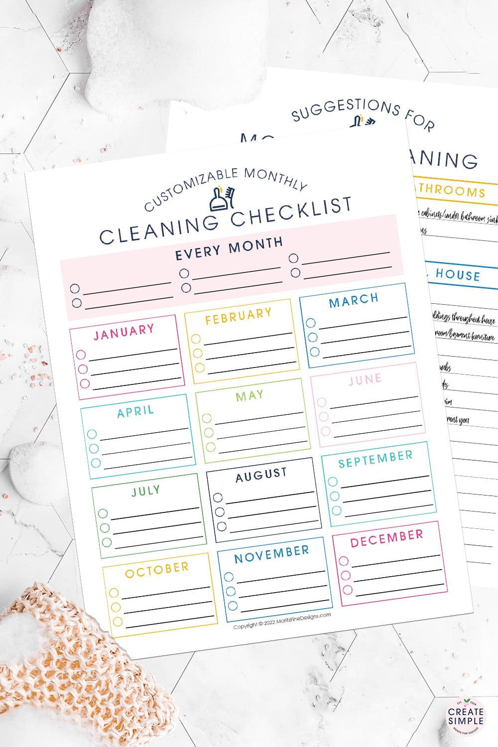monthly cleaning checklist | free printable | organize your home | clean house