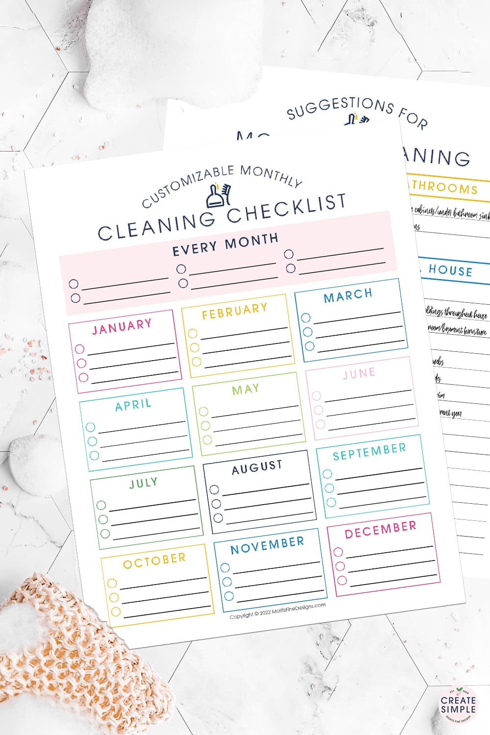 Create and customize your own monthly cleaning schedule with the free Monthly Cleaning Checklist download.