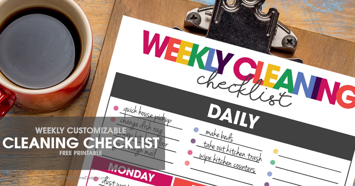 weekly cleaning checklist | free printable | customizable cleaning to-do list | cleaning organizer