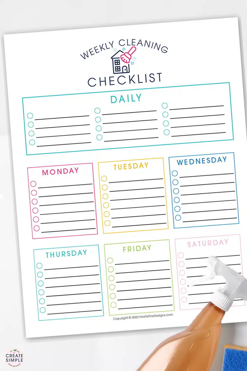 Easily get your cleaning done when you create your very own customizable Weekly Cleaning Checklist with the free printable download.