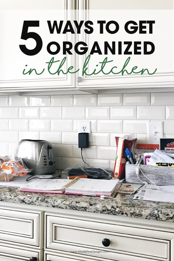 5 ways to get organized in the kitchen | clear the clutter | free printable recipe cards | how to eliminate mess