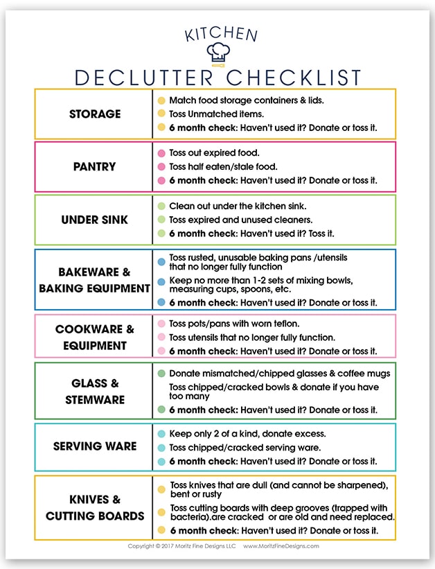 kitchen declutter checklist | free printable | how to organize your kitchen |