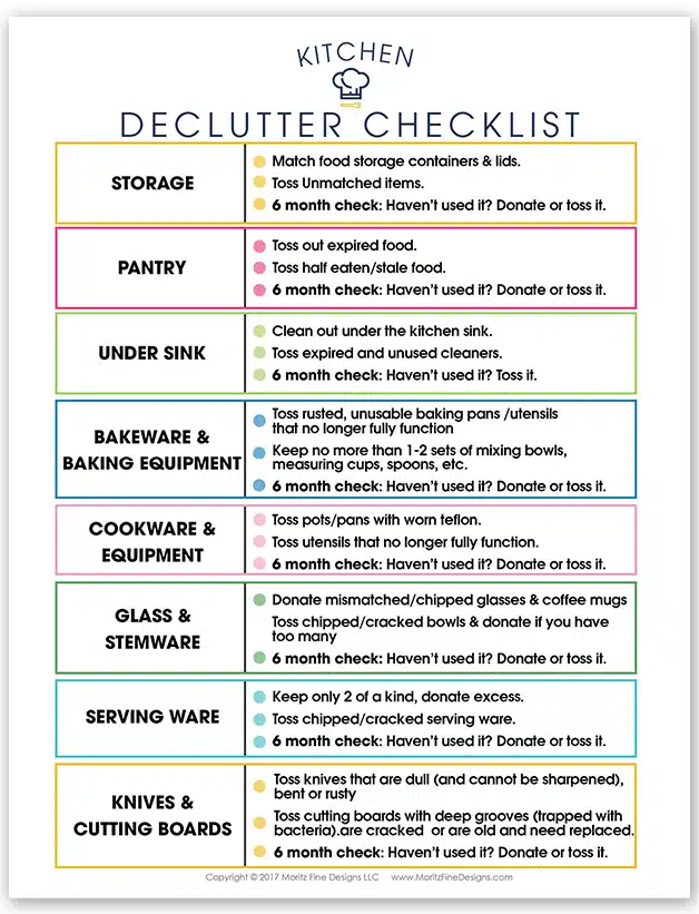 kitchen declutter checklist | free printable | how to organize your kitchen |