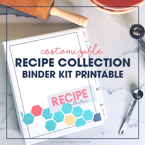 DIY Customizable Recipe Cookbook | Recipe Binder Printable | organize recipes | instant download | free printable