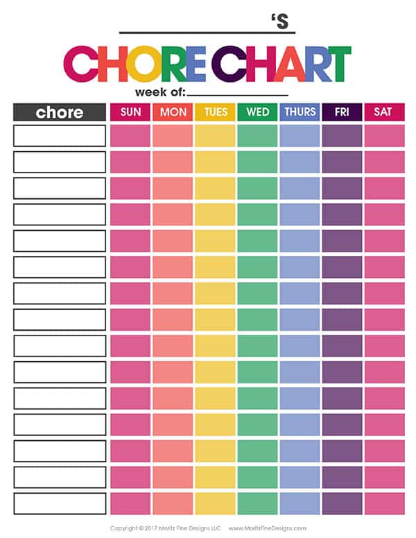chore charts for kids | organize your life | teaching kid's responsibility | free printable