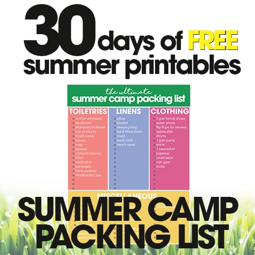 free summer printables | summer camp packing list | organize for summer camp | free printables