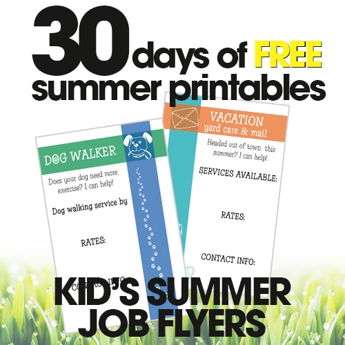 free summer printables | kid's summer job flyers | customizable job flyer for kids | free printables