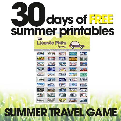 free summer printables | summer travel game | License Plate game for road trips | free printables
