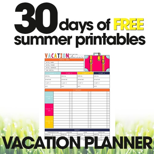 Vacation Planner Printable | Free Summer Printable Day #9