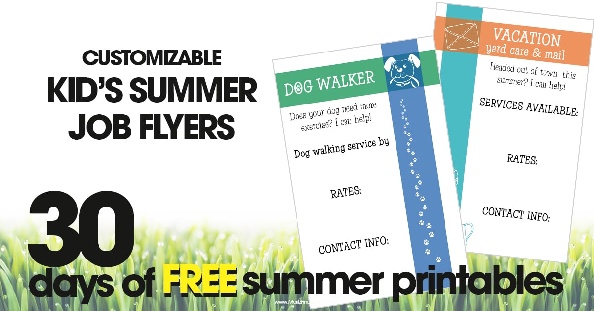 kid s summer job flyers free summer printables day 17 summer job flyers