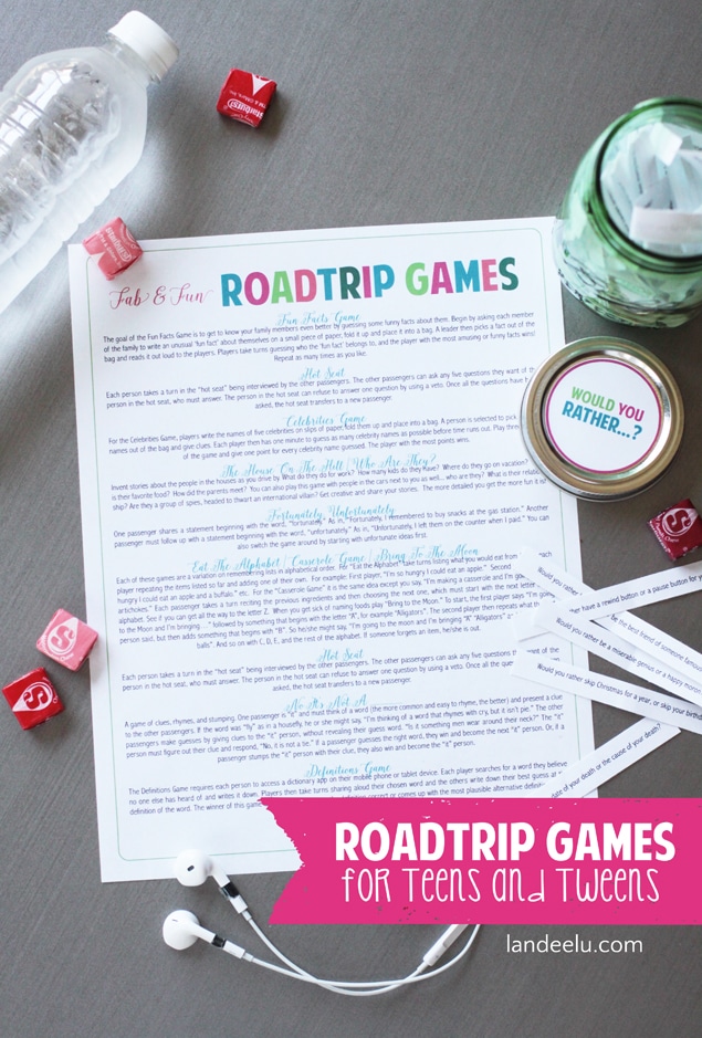 free summer printables | road trip games for tweens & teens | travel games for kids | free printable