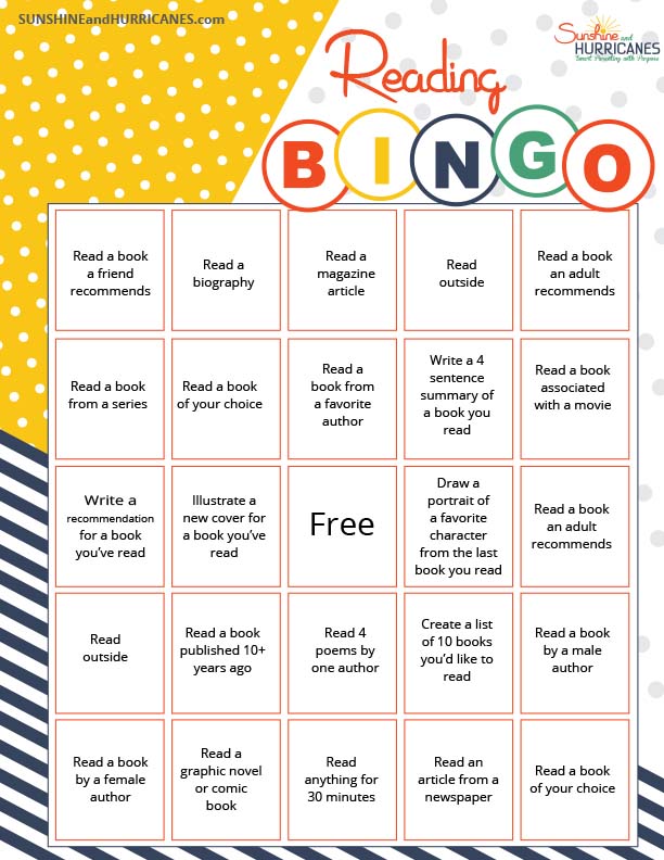 free summer printables | summer reading for tweens | reading bingo | free printable