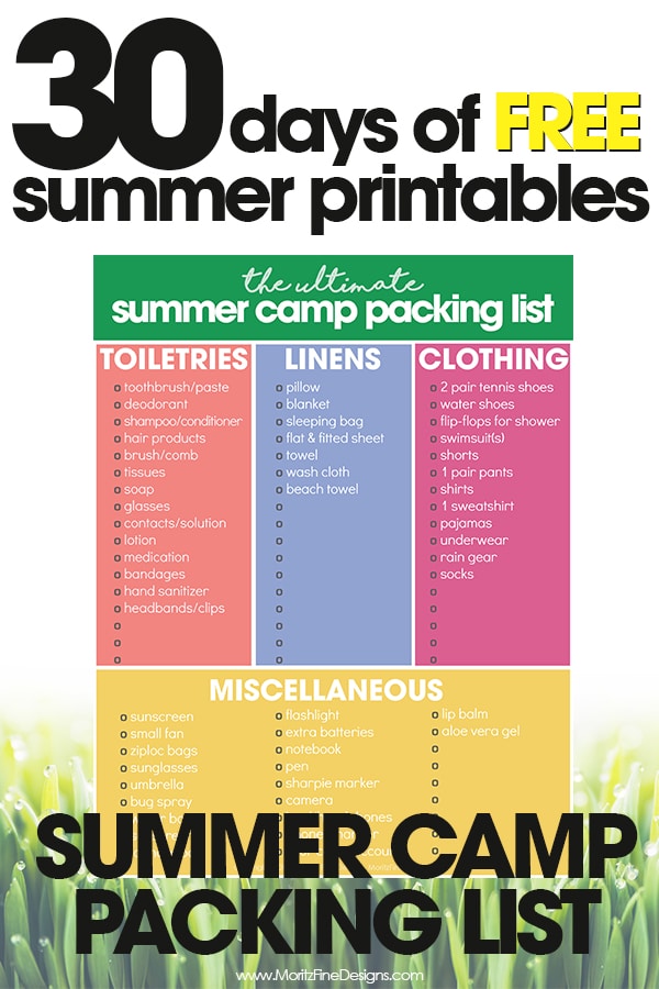 free summer printables | summer camp packing list | organize for summer camp | free printables