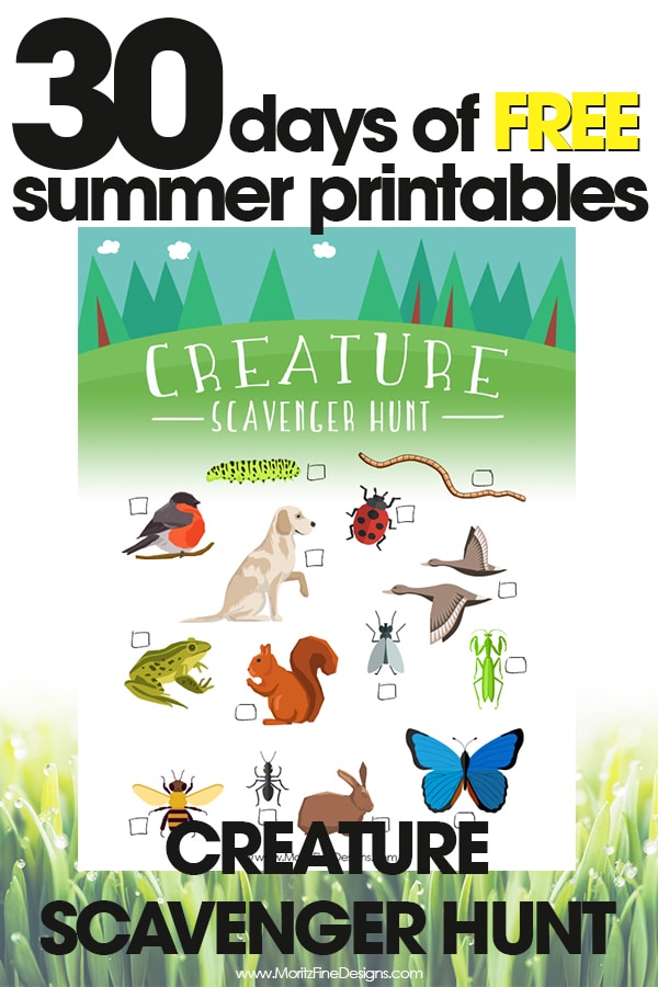 free summer printables | creature summer scavenger hunt | fun outdoor activities for kids | free printables