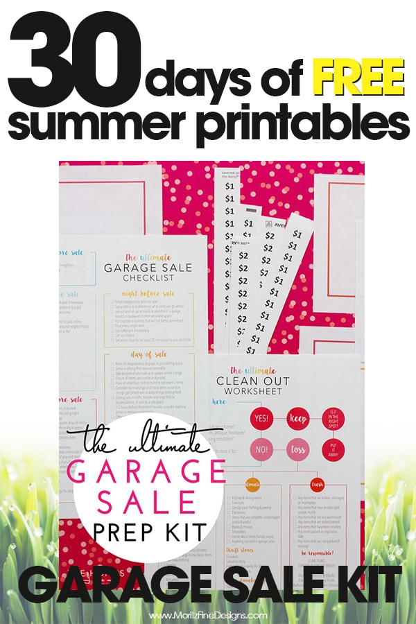 free summer printables | garage sale kit | organize your garage sale | free printables