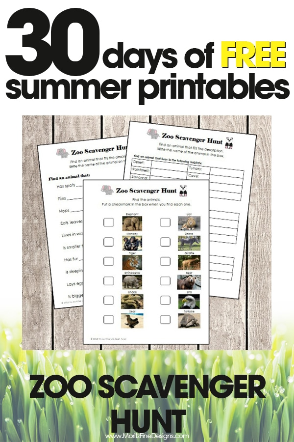 free summer printables | zoo scavenger hunt | fun summer activities for kids | free printable