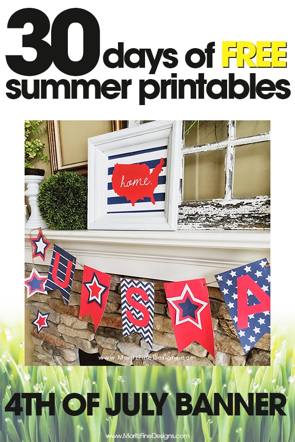 free summer printables | 4th of July banner | 4th of July Holiday decor printables | free printable"