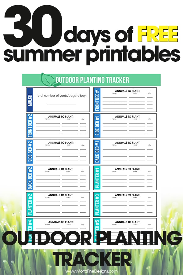 free summer printables | outdoor planting tracker | organize your garden | free printables