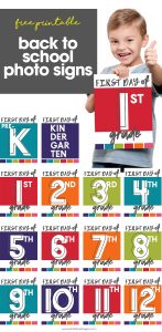 first day of school photo signs | free printables | back to school pictures | grade level photo signs