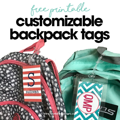 DIY backpack tags | free printable | customizable backpack tag for kids | back to school backpack tags