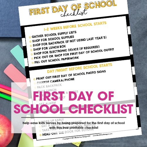 First Day of School Checklist | Free Printable Back to School Guide | Easy back to school tips kids & mom for a successful start to the school year