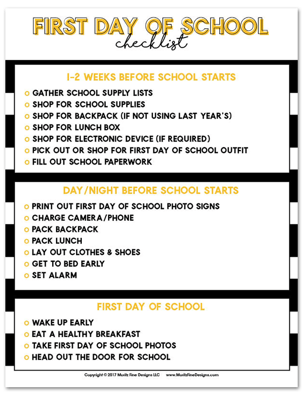 First Day of School Checklist | Free Printable Back to School Guide | Easy back to school tips kids & mom for a successful start to the school year