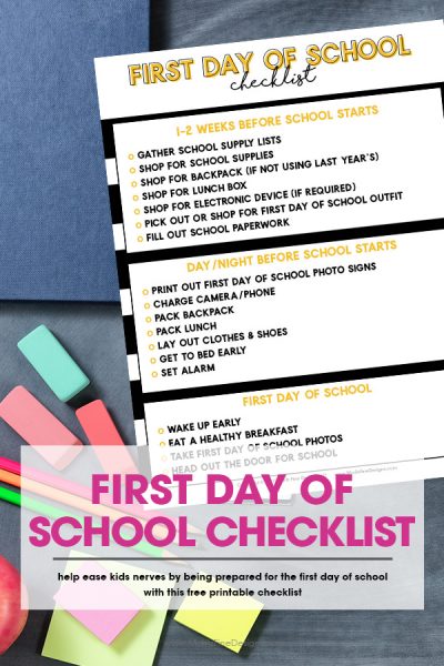 First Day Of School Checklist Free Printable Back To School Guide