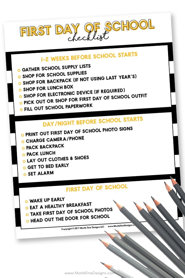 First Day of School Checklist | Free Printable Back to School Guide | Easy back to school tips kids & mom for a successful start to the school year