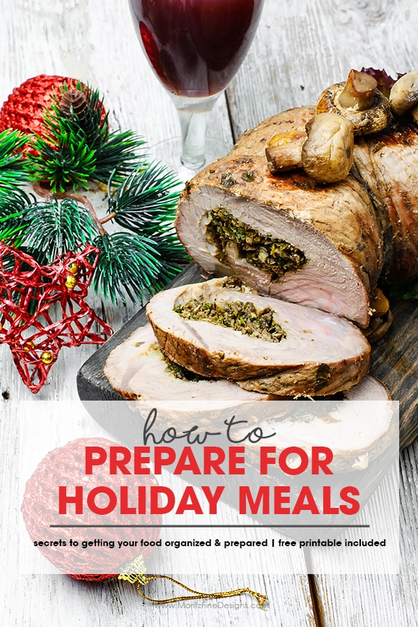 How to Prepare for Holiday Meals | secrets to getting your food organized & prepared | free printable included | Thanksgiving & Christmas food preparation