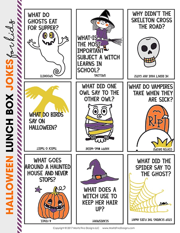 Halloween lunch box jokes | free printables for kids | make your kids laugh | funny lunch box jokes