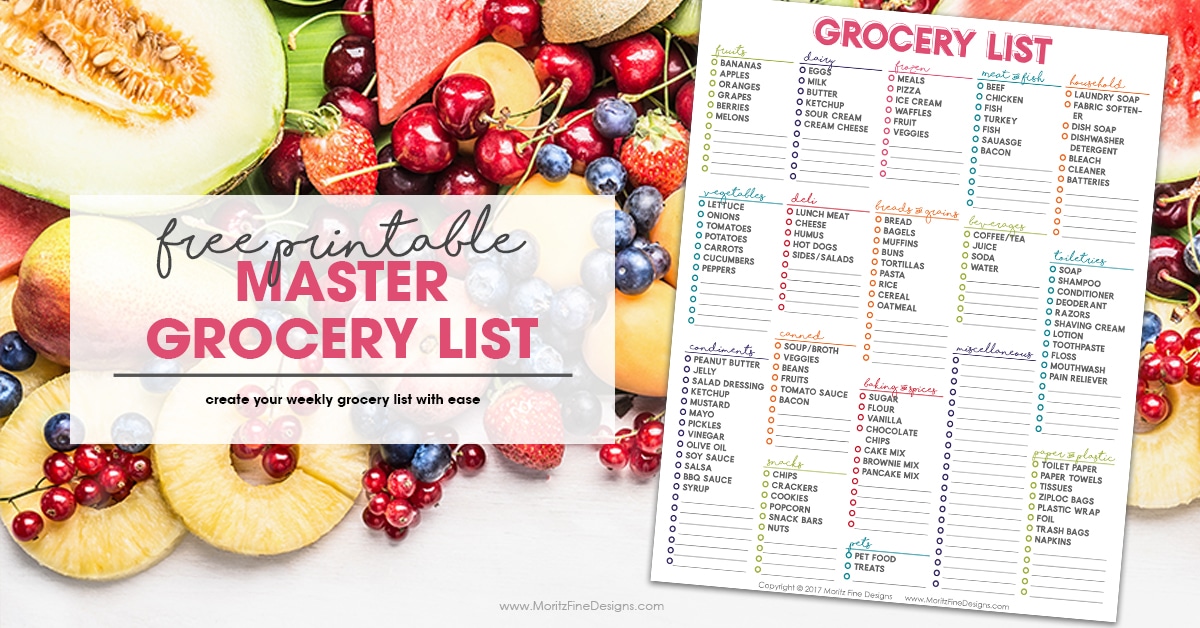 Master Grocery List | Free Printable Weekly Shopping List | Free Printable | Create a grocery list in no time.