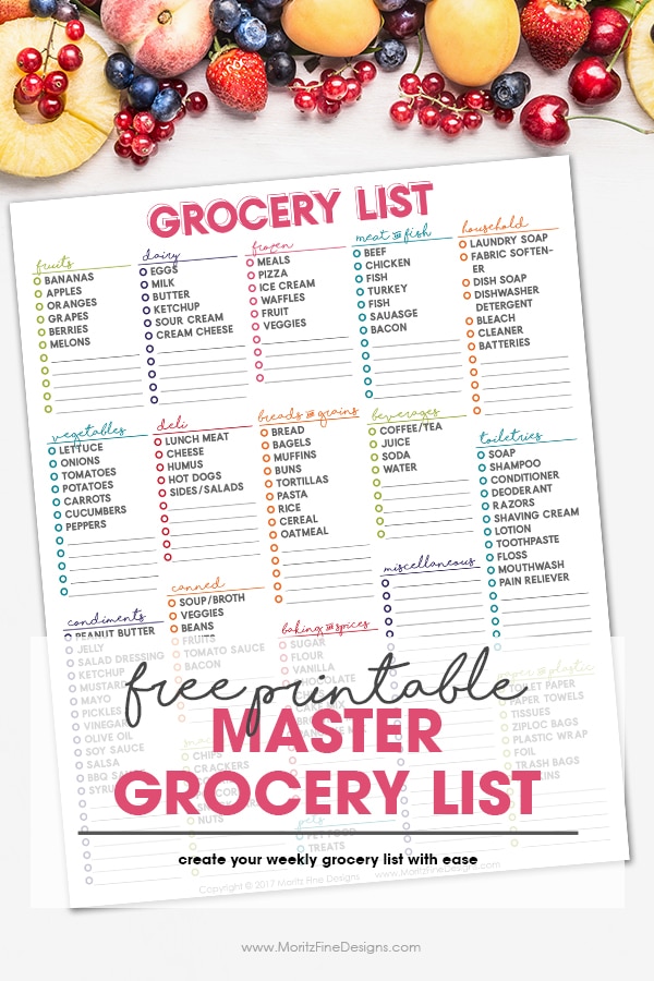 Master Grocery List | Free Printable Weekly Shopping List | Free Printable | Create a grocery list in no time.