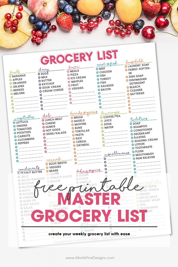 Master Grocery List Free Printable Weekly Shopping List